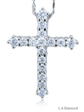 14K White Gold Diamond Round Cut Classic Cross Pendant (2 ct)